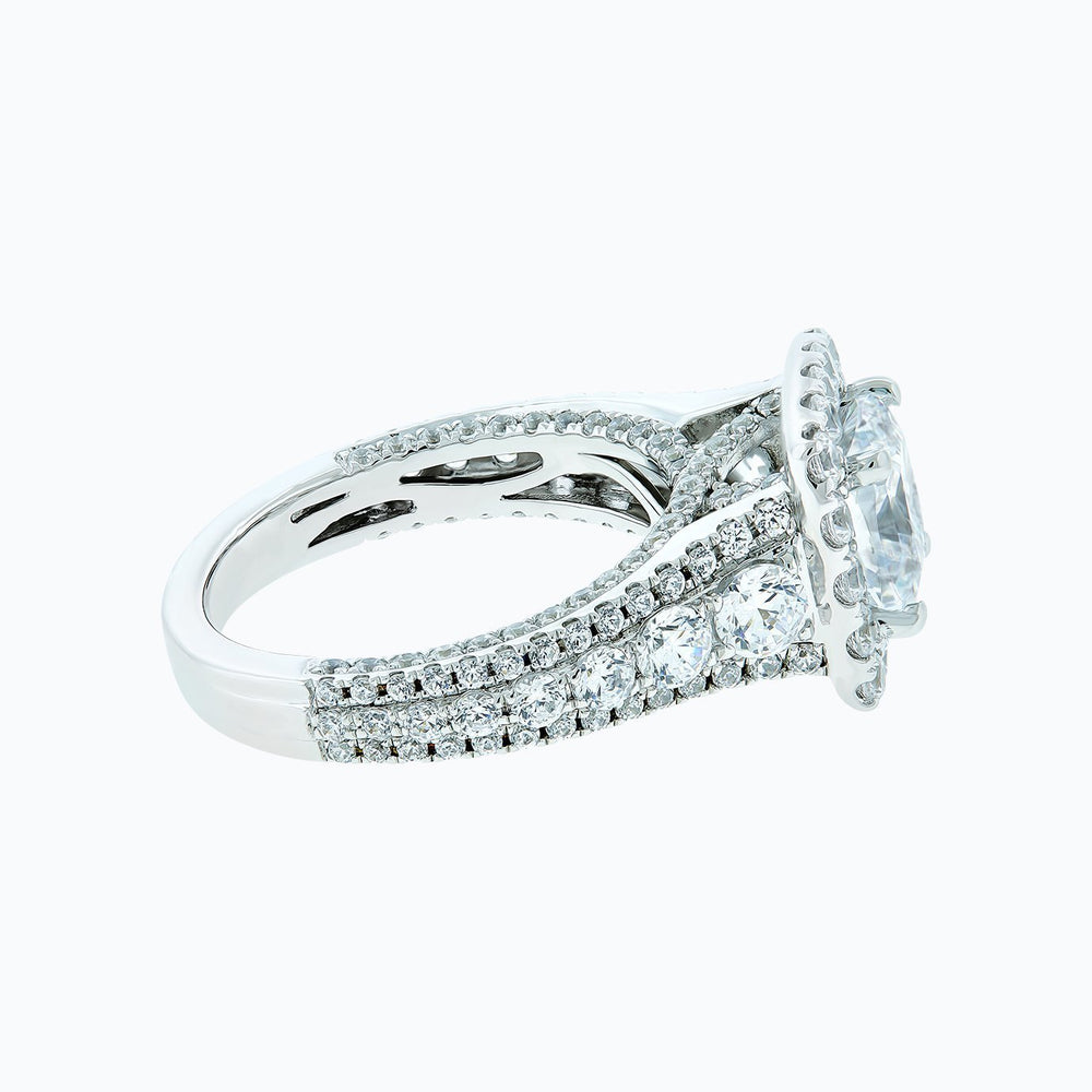 
          
          Load image into Gallery viewer, Elda Cushion Halo Pave Diamonds Ring 14K White Gold
          
          