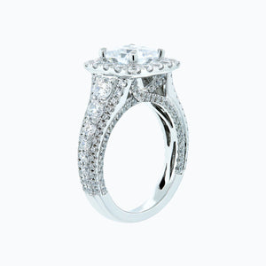 
          
          Load image into Gallery viewer, 1.30ct Elda Moissanite Cushion Halo Pave Diamonds 18k White Gold Ring
          
          