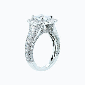 
          
          Load image into Gallery viewer, Elda Cushion Halo Pave Diamonds Ring 18K White Gold
          
          