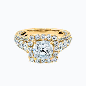 
          
          Load image into Gallery viewer, Elda Lab Created  Diamond Cushion Halo Pave Diamonds Platinum Ring
          
          