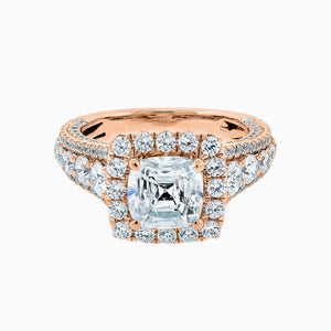 
          
          Load image into Gallery viewer, Elda Cushion Halo Pave Diamonds Ring 18K Rose Gold
          
          