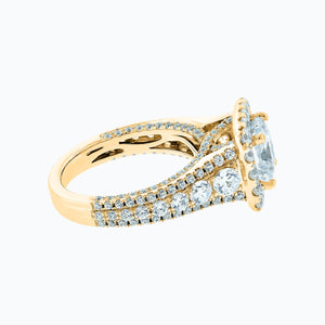 
          
          Load image into Gallery viewer, Elda Cushion Halo Pave Diamonds Ring 18K Yellow Gold
          
          