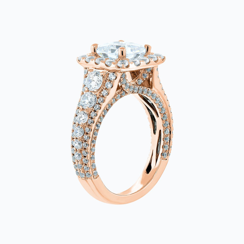 
          
          Load image into Gallery viewer, Elda Moissanite Cushion Halo Pave Diamonds Rose Gold Ring
          
          
