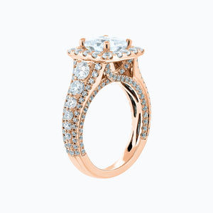 
          
          Load image into Gallery viewer, Elda Cushion Halo Pave Diamonds Ring 18K Rose Gold
          
          