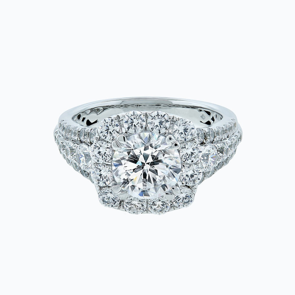 Ionel Round Pave Diamonds 18k White Gold Semi Mount Engagement Ring