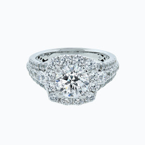 
          
          Load image into Gallery viewer, 1.00ct Ionel Moissanite Round Pave Diamonds 18k White Gold Ring
          
          