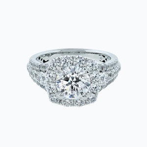 
          
          Load image into Gallery viewer, 3.50ct Ionel Lab Diamond Round Pave Diamonds 18k White Gold Ring
          
          