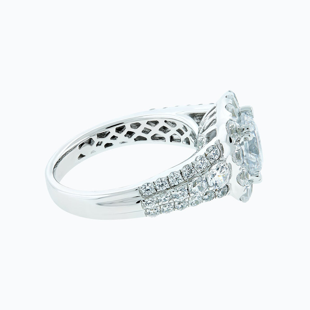 
          
          Load image into Gallery viewer, 4.20ct Ionel Moissanite Round Pave Diamonds 18k White Gold Ring
          
          