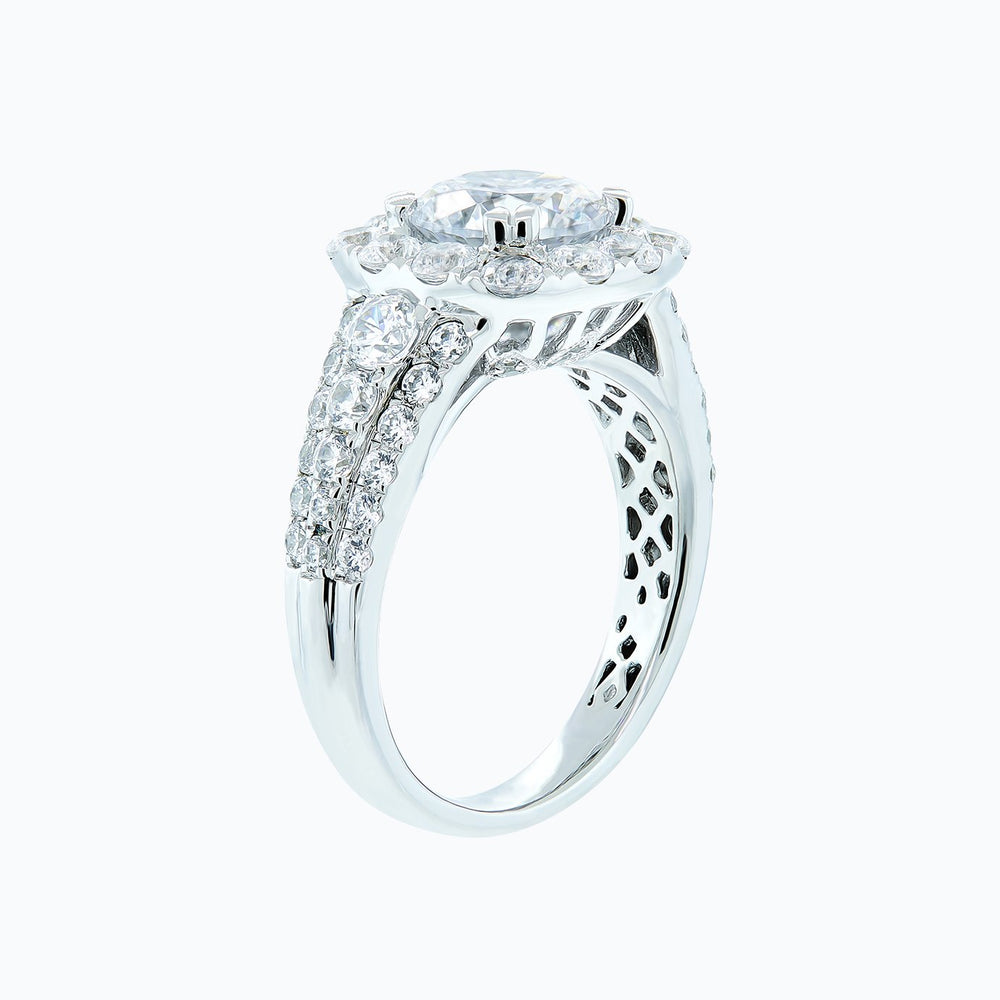 
          
          Load image into Gallery viewer, 3.10ct Ionel Moissanite Round Pave Diamonds 18k White Gold Ring
          
          