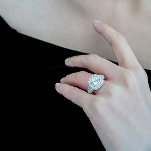 
          
          Load image into Gallery viewer, Ionel Moissanite Round Pave Diamonds Platinum Ring
          
          