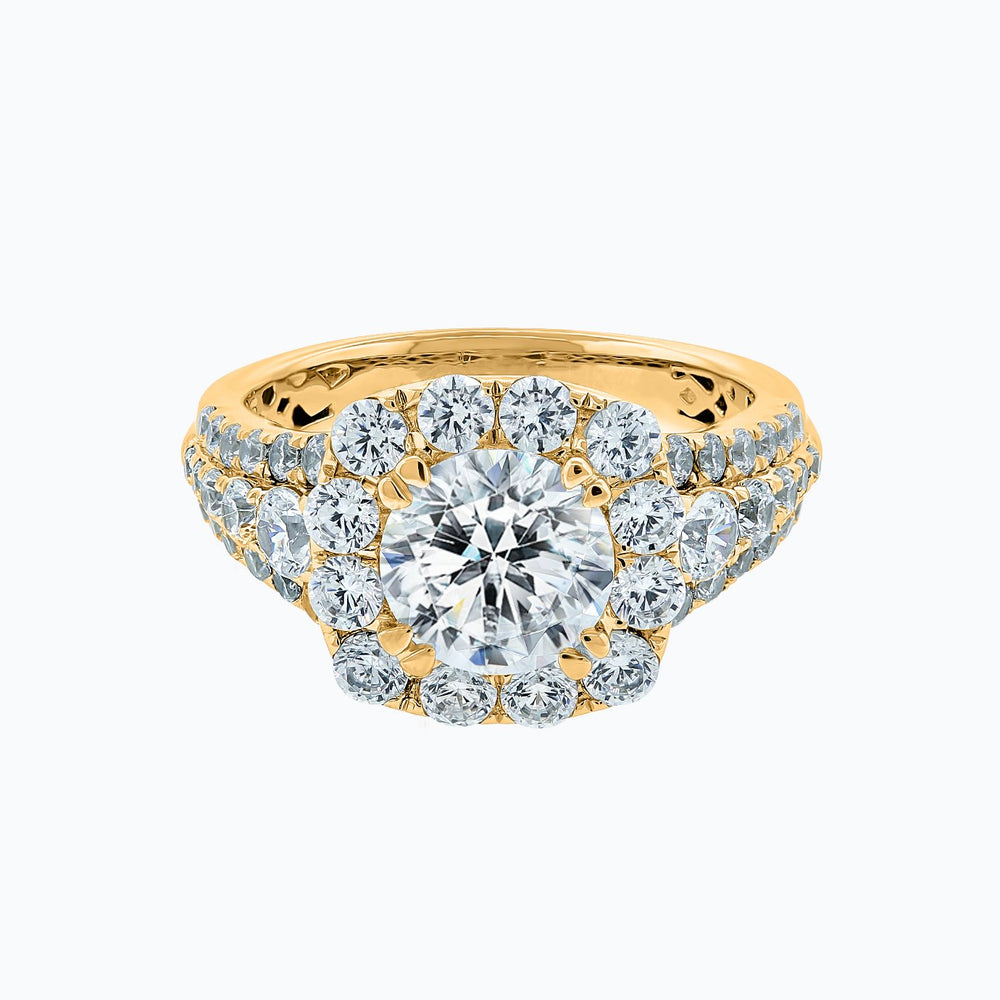 Ionel Moissanite Round Pave Diamonds Yellow Gold Ring
