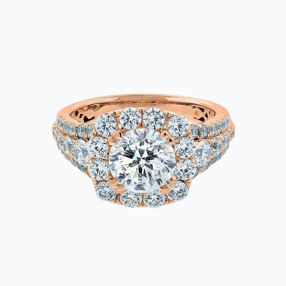 Ionel Lab Created Diamond Round Pave Diamonds Rose Gold Ring