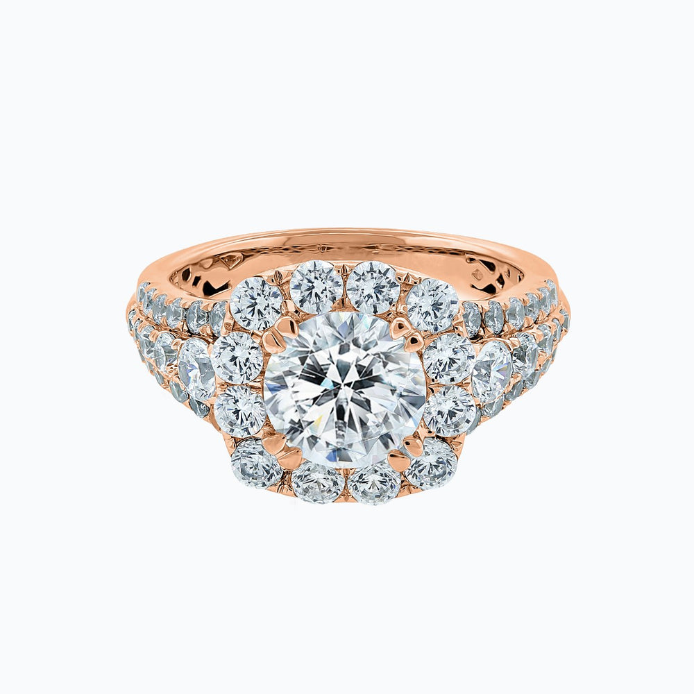 Ionel Moissanite Round Pave Diamonds Rose Gold Ring