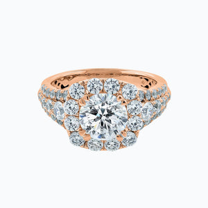 
          
          Load image into Gallery viewer, Ionel Moissanite Round Pave Diamonds Rose Gold Ring
          
          