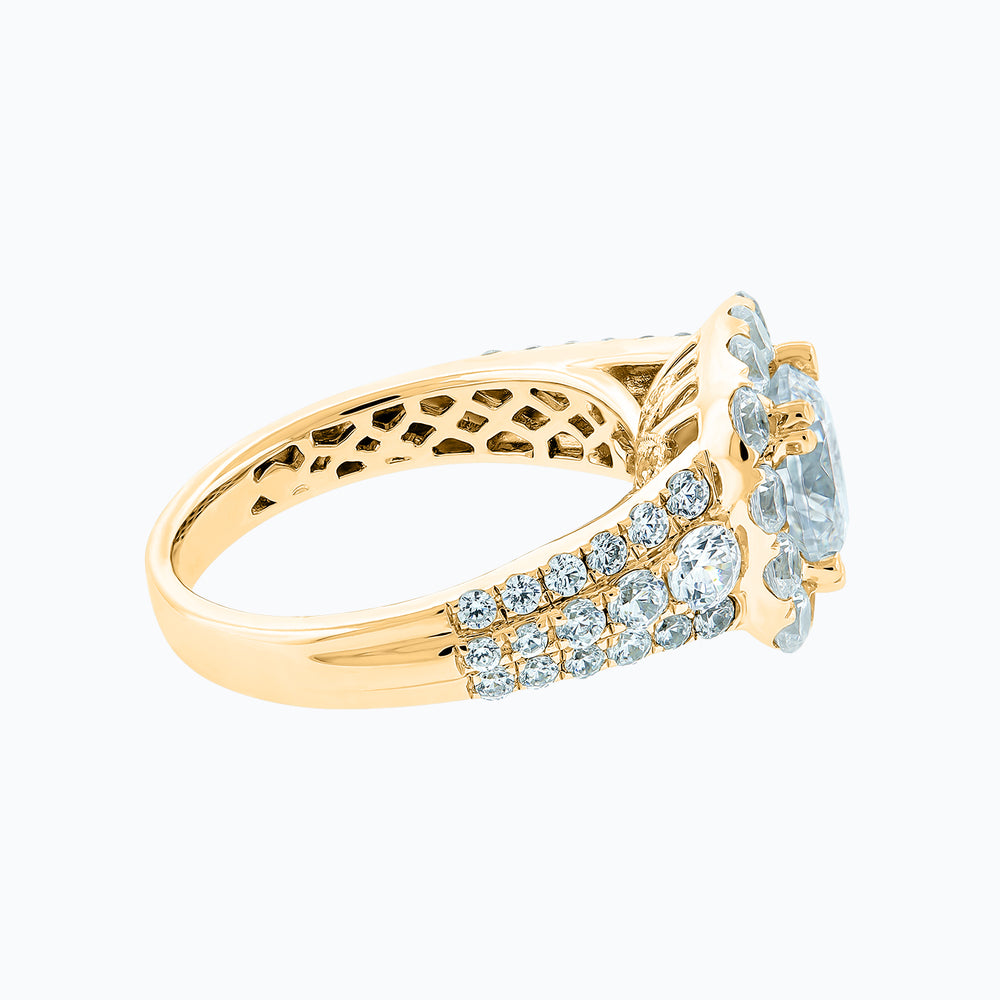 
          
          Load image into Gallery viewer, Ionel Lab Created Diamond Round Pave Diamonds Yellow Gold Ring
          
          