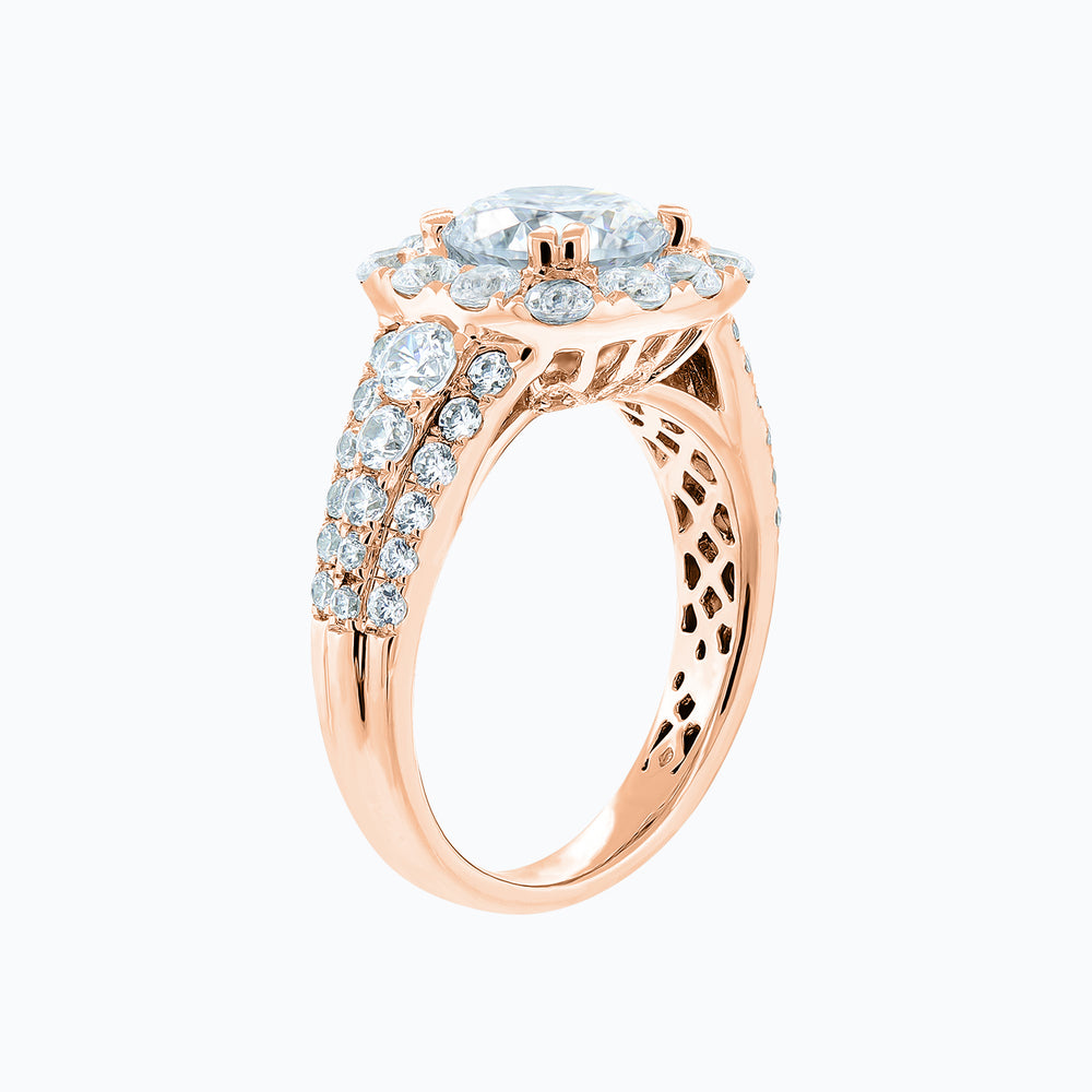 
          
          Load image into Gallery viewer, Ionel Lab Created Diamond Round Pave Diamonds Rose Gold Ring
          
          