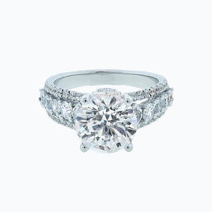 
          
          Load image into Gallery viewer, Veda Moissanite Round Pave Diamonds Platinum Ring
          
          