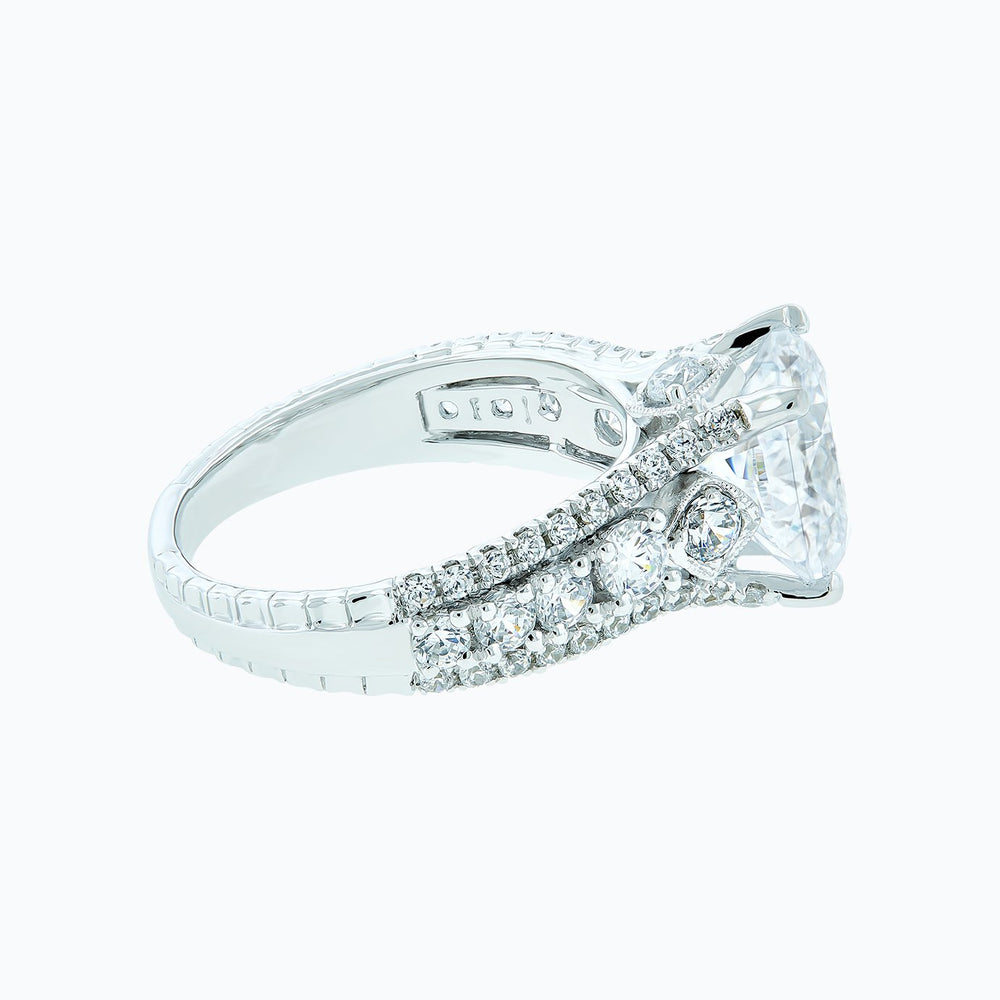 
          
          Load image into Gallery viewer, Veda Moissanite Round Pave Diamonds Platinum Ring
          
          