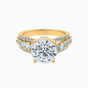 
          
          Load image into Gallery viewer, Veda Moissanite Round Pave Diamonds Yellow Gold Ring
          
          