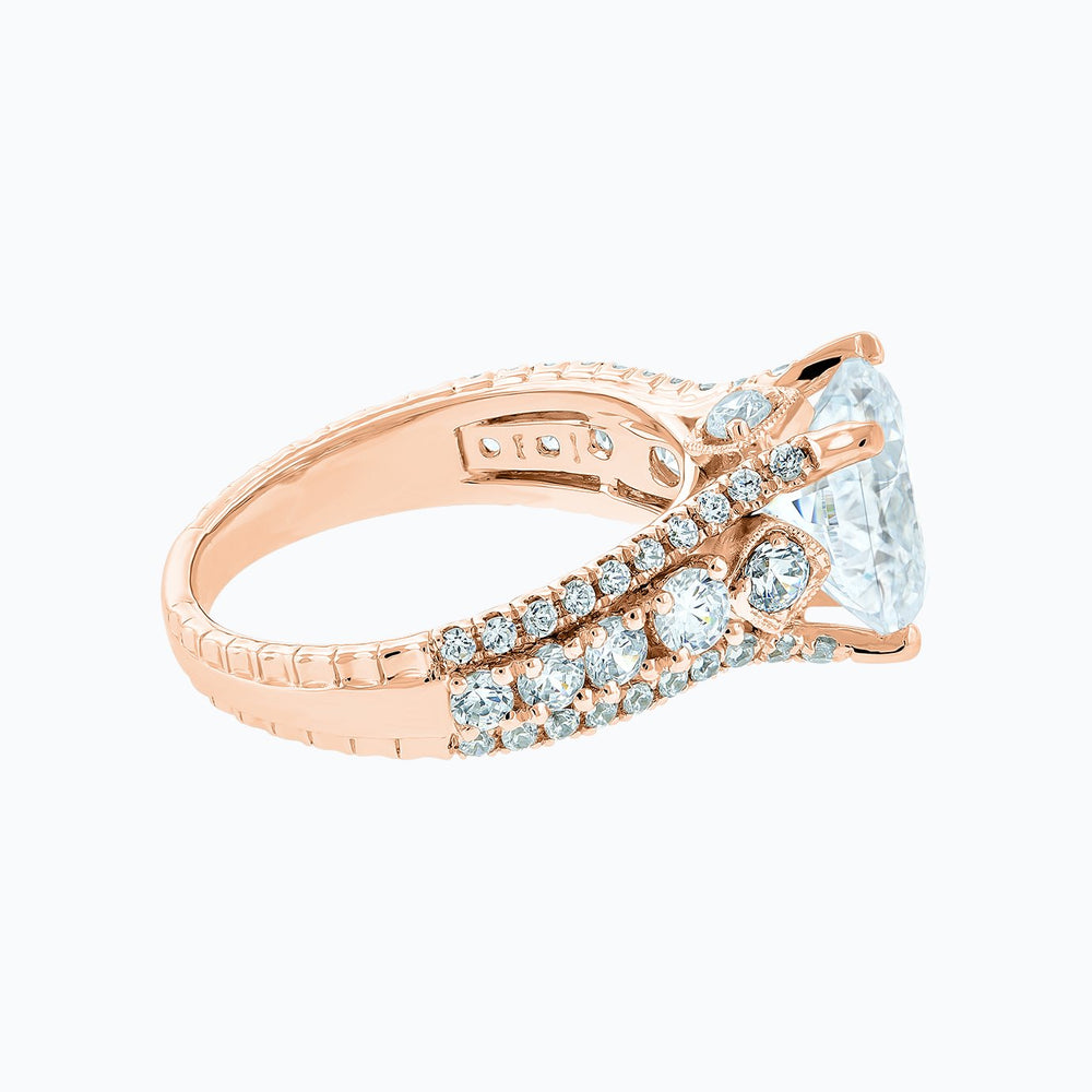 
          
          Load image into Gallery viewer, Veda Moissanite Round Pave Diamonds Rose Gold Ring
          
          