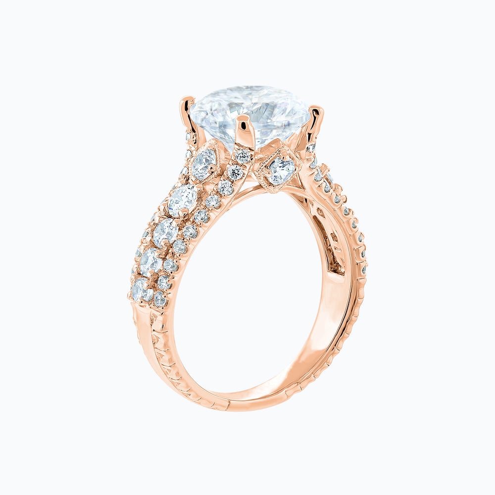
          
          Load image into Gallery viewer, Veda Lab Created Diamond Round Pave Diamonds Rose Gold Ring
          
          