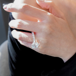 
          
          Load image into Gallery viewer, Alina Moissanite Round Pave Diamonds White Gold Ring
          
          