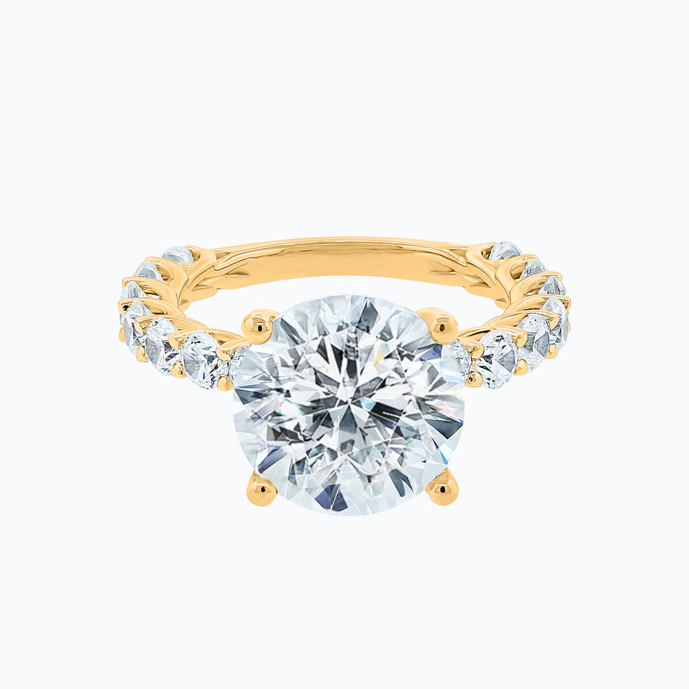 Alina Round Pave Diamonds Ring 14K Yellow Gold