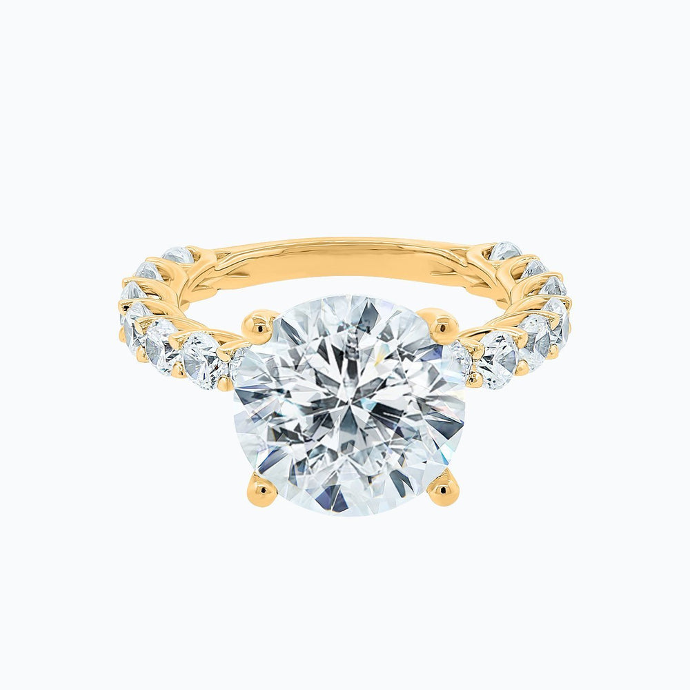 Alina Lab Created Diamond Round Pave Diamonds Yellow Gold Ring