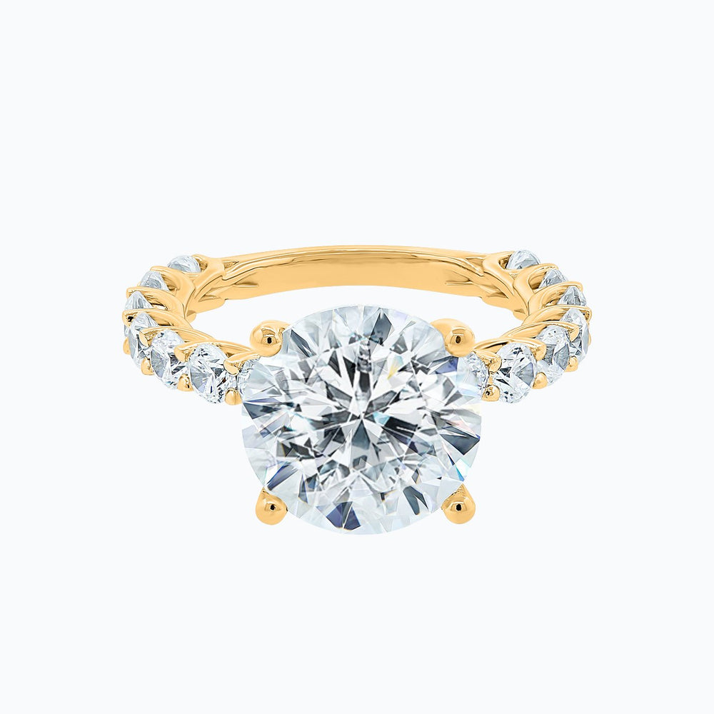 Alina Moissanite Round Pave Diamonds Yellow Gold Ring