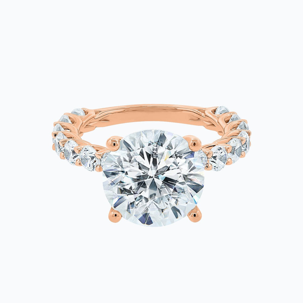 Alina Moissanite Round Pave Diamonds Rose Gold Ring