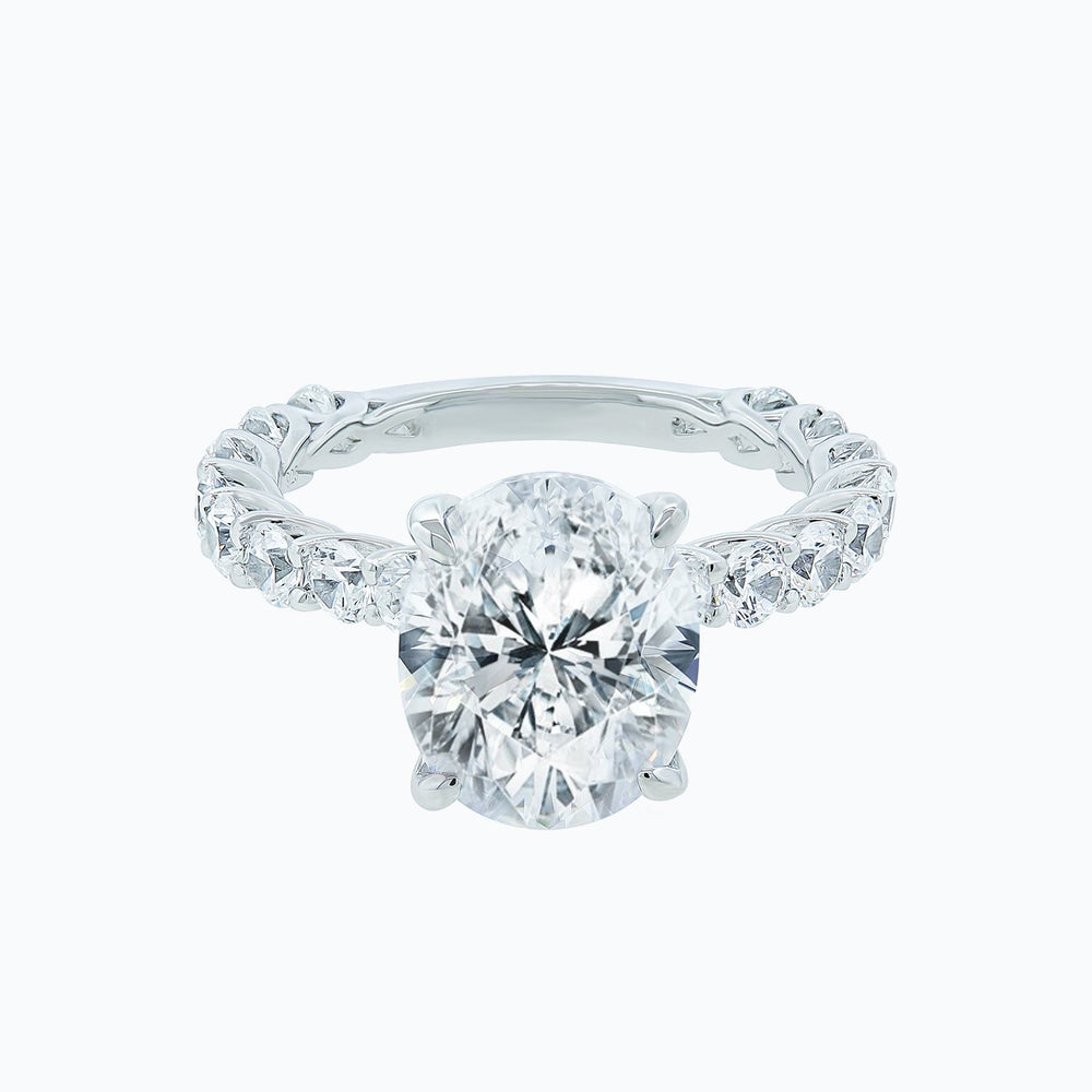 
          
          Load image into Gallery viewer, 4.20ct Hanna Moissanite Oval Pave Diamonds 18k White Gold Ring
          
          