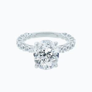 
          
          Load image into Gallery viewer, 4.20ct Hanna Moissanite Oval Pave Diamonds 18k White Gold Ring
          
          