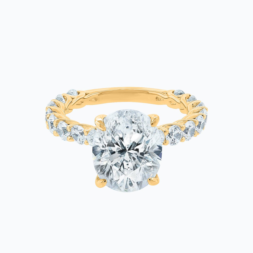 Hanna Moissanite Oval Pave Diamonds Yellow Gold Ring