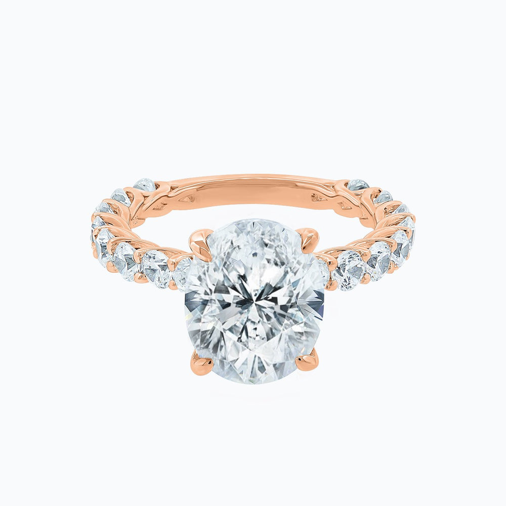 Hanna Moissanite Oval Pave Diamonds Rose Gold Ring