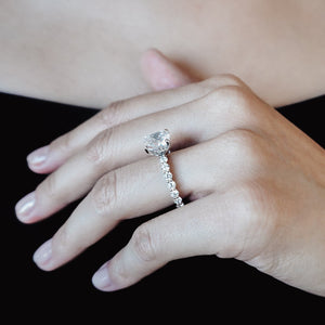 
          
          Load image into Gallery viewer, Angel Moissanite Cushion Pave Diamonds White Gold Ring
          
          