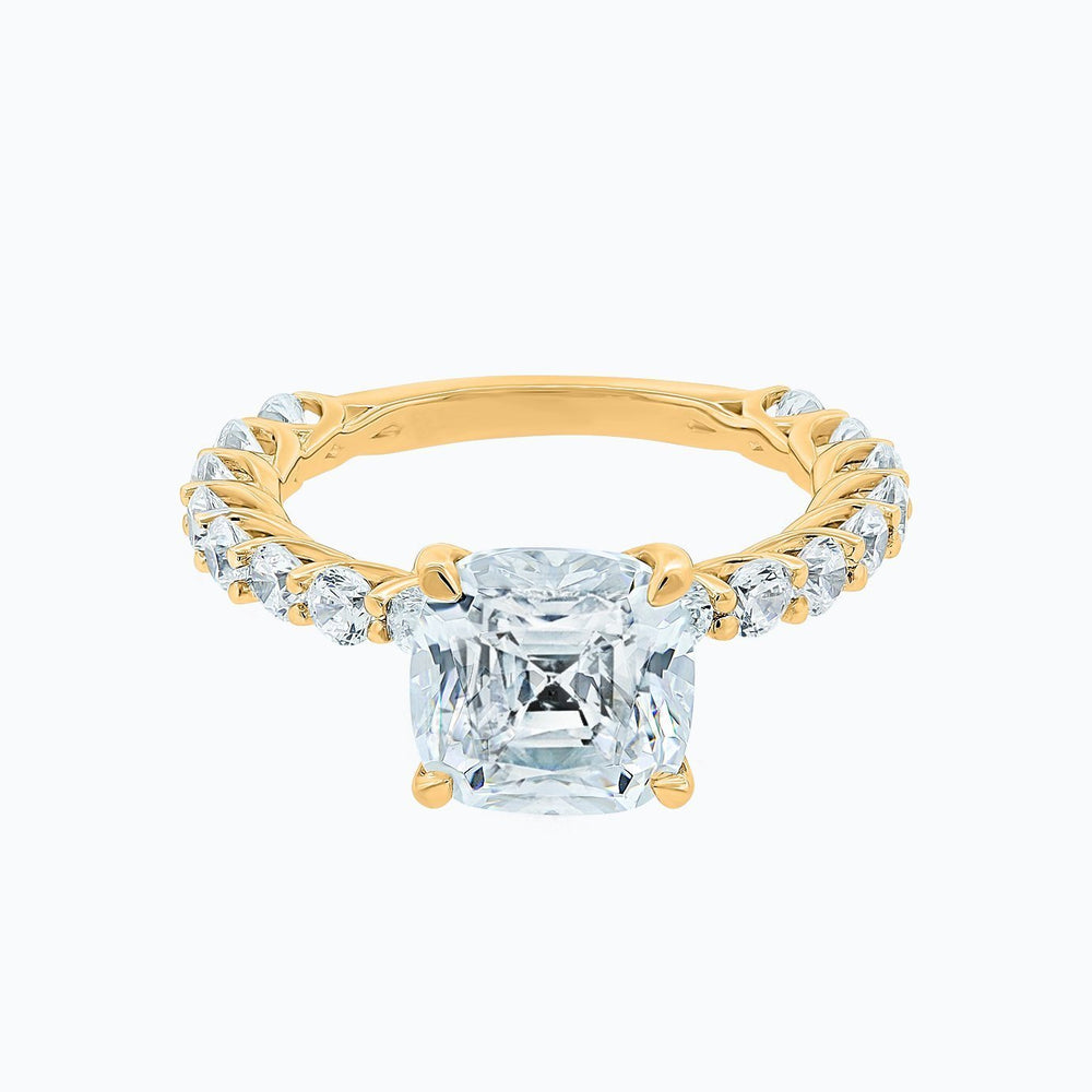 
          
          Load image into Gallery viewer, Angel Lab Created Diamond Cushion Pave Diamonds Rose Gold Ring
          
          
