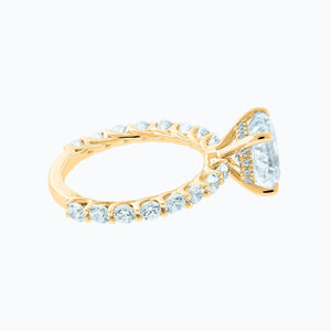 
          
          Load image into Gallery viewer, Angel Moissanite Cushion Pave Diamonds Yellow Gold Ring
          
          