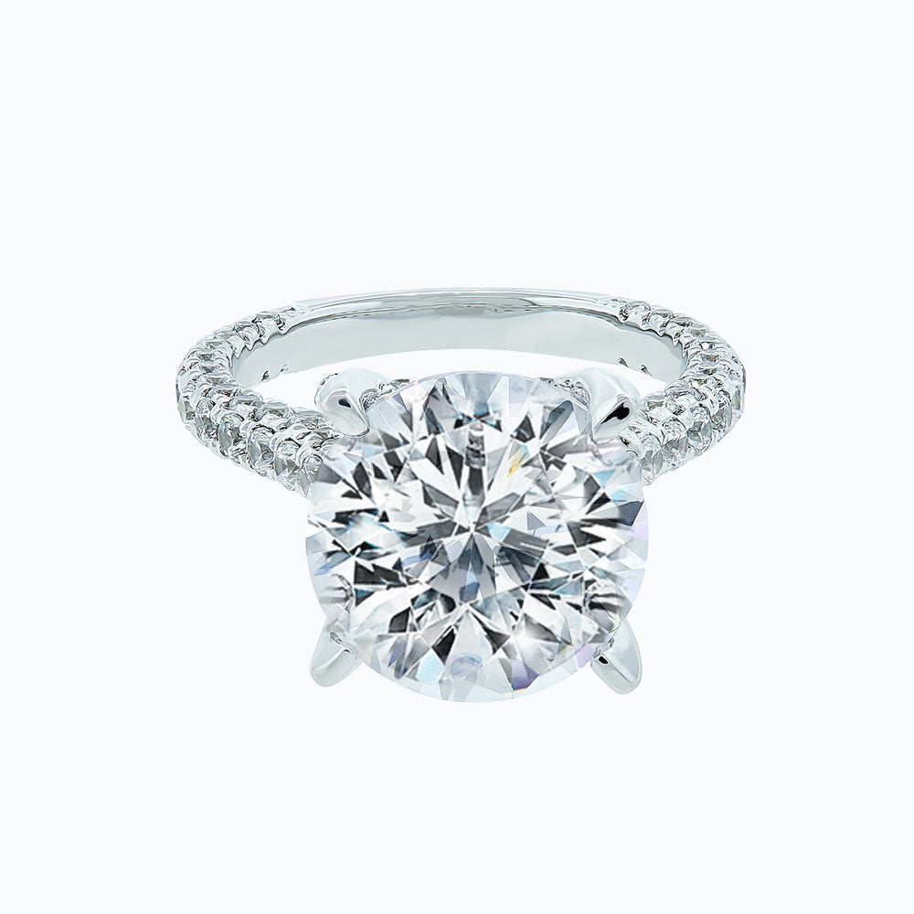 Noosa Round Pave Diamonds 18k White Gold Semi Mount Engagement Ring