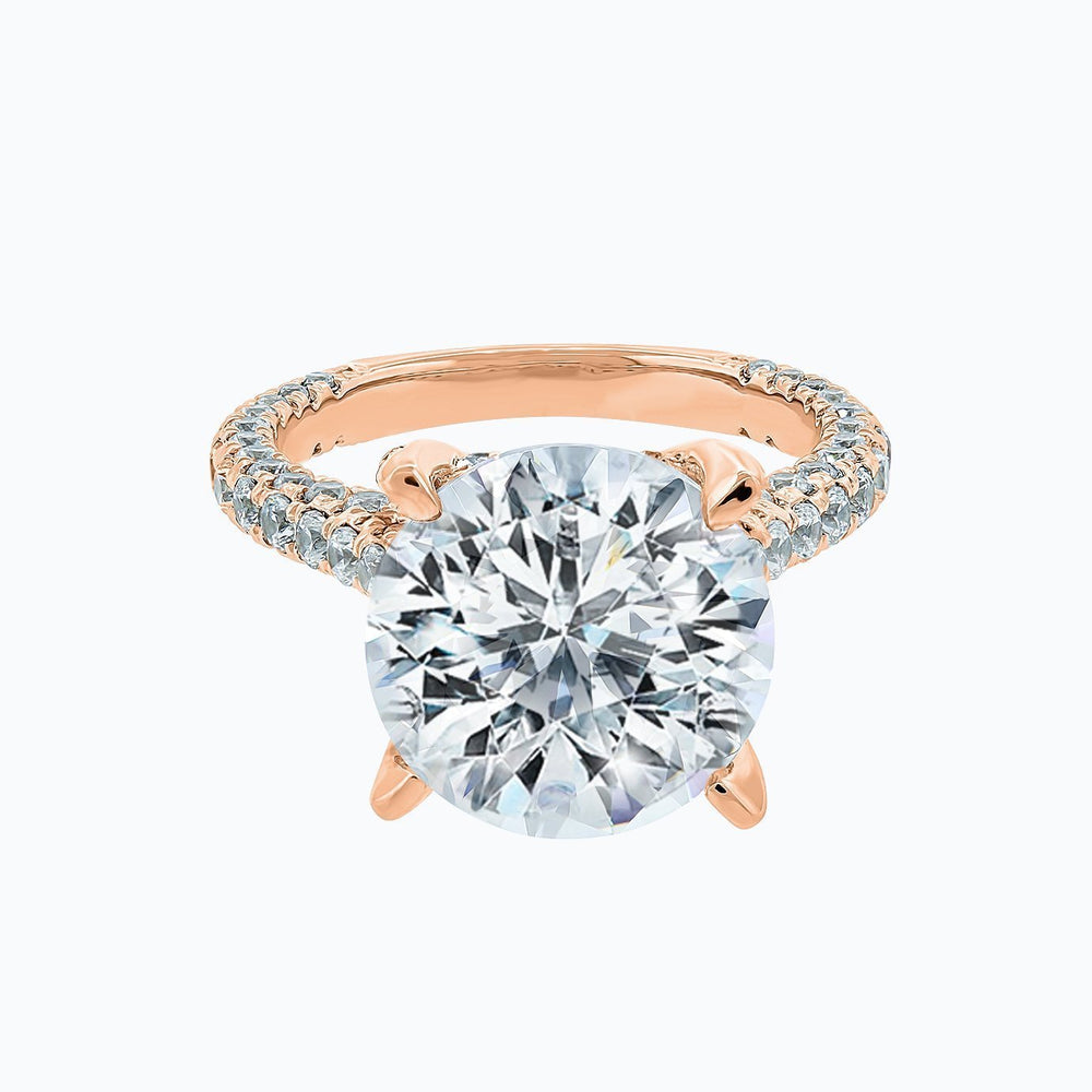 Noosa Lab Created Diamond Round Pave Diamonds Rose Gold Ring