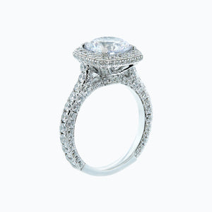 
          
          Load image into Gallery viewer, 1.00ct Novia Moissanite Round Pave Diamonds 18k White Gold Ring
          
          