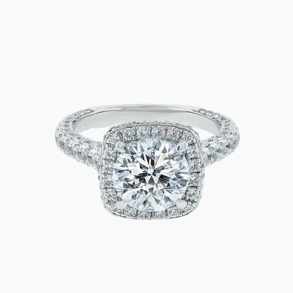 Novia Round Pave Diamonds 18k White Gold Semi Mount Engagement Ring