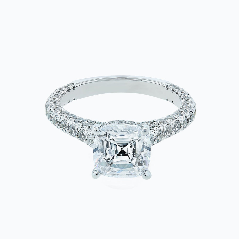 Nina Cushion Pave Diamonds Ring 14K White Gold