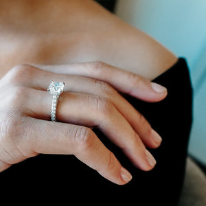 
          
          Load image into Gallery viewer, Nina Lab Created Diamond Cushion Pave Diamonds White Gold Ring
          
          