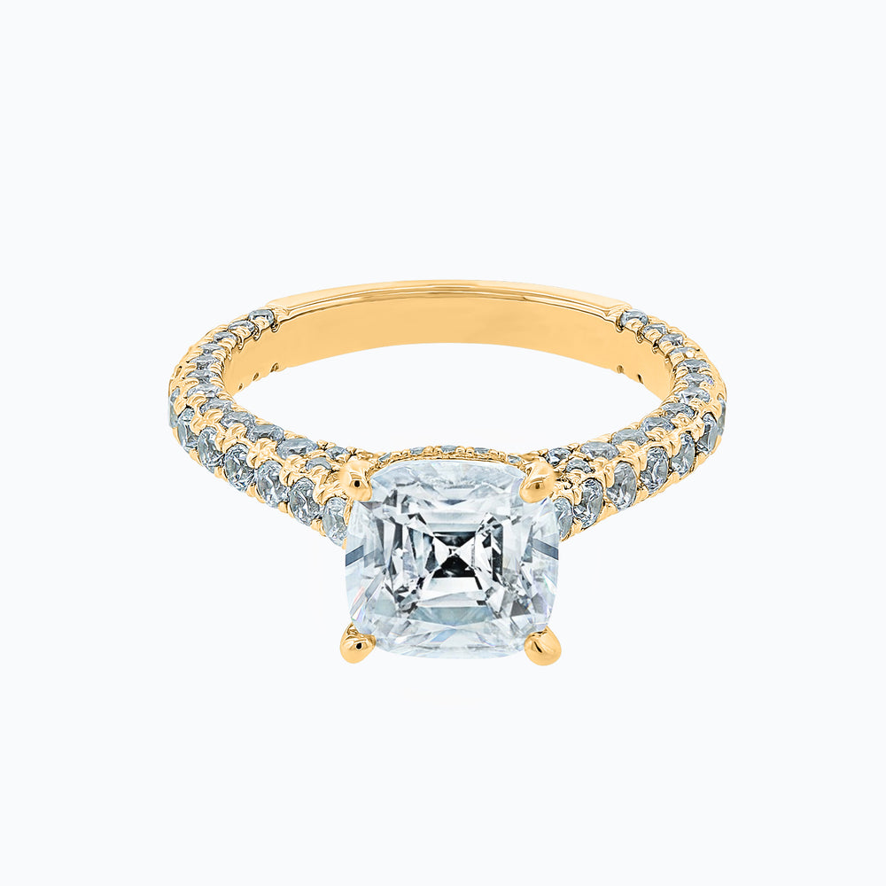 Nina Cushion Pave Diamonds Ring 14K Yellow Gold