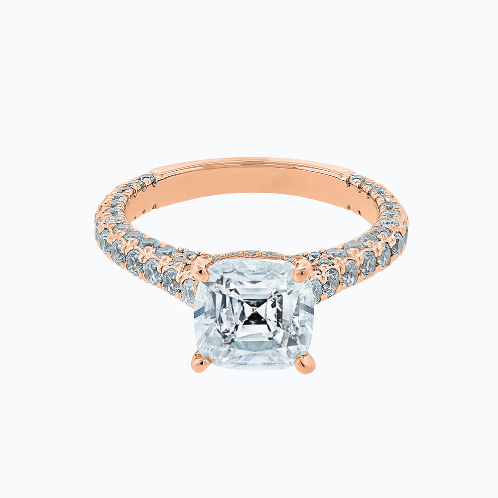 Nina Cushion Pave Diamonds Ring 18K Rose Gold