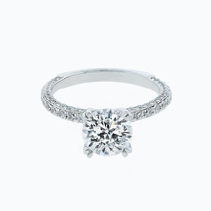
          
          Load image into Gallery viewer, Nicola Moissanite Round Pave Diamonds 18k White Gold Ring In Stock
          
          
