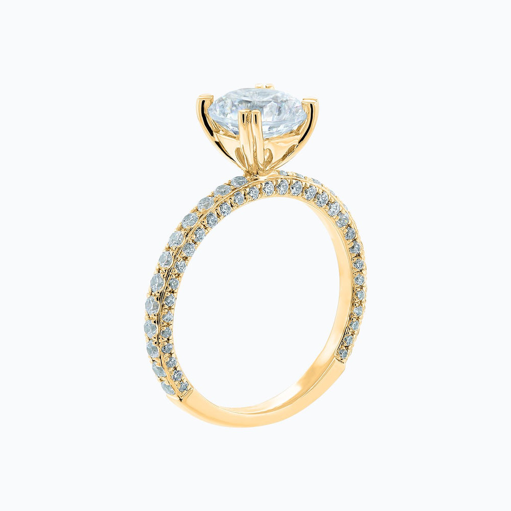 
          
          Load image into Gallery viewer, Nicola Moissanite Round Pave Diamonds Yellow Gold Ring
          
          