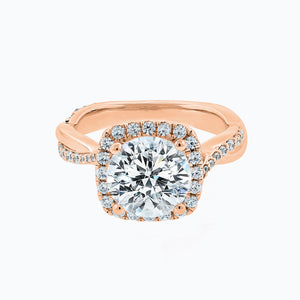 
          
          Load image into Gallery viewer, Teana Round Halo Pave Diamonds Ring 14K Rose Gold
          
          