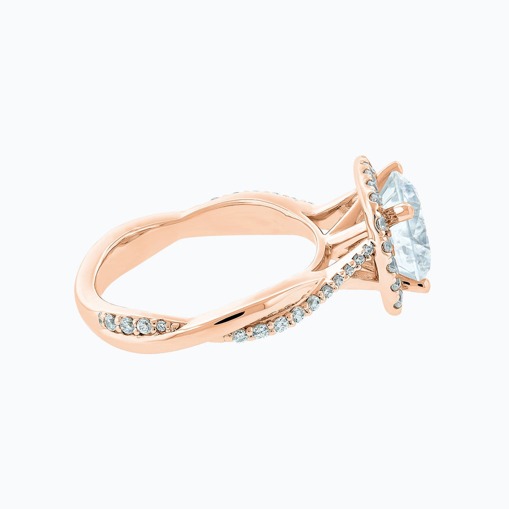 
          
          Load image into Gallery viewer, Teana Round Halo Pave Diamonds Ring 18K Rose Gold
          
          