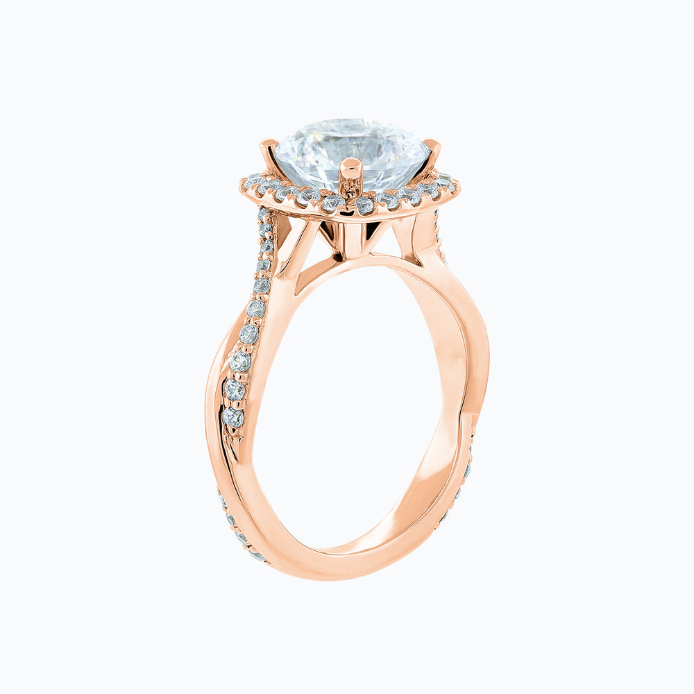 
          
          Load image into Gallery viewer, Teana Lab Created Diamond Round Halo Pave Diamonds Rose Gold Ring
          
          